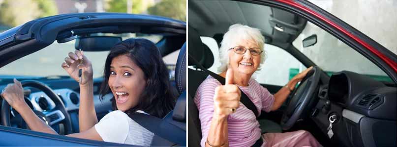 Adult student drivers just licensed with their instructors in Milwaukee