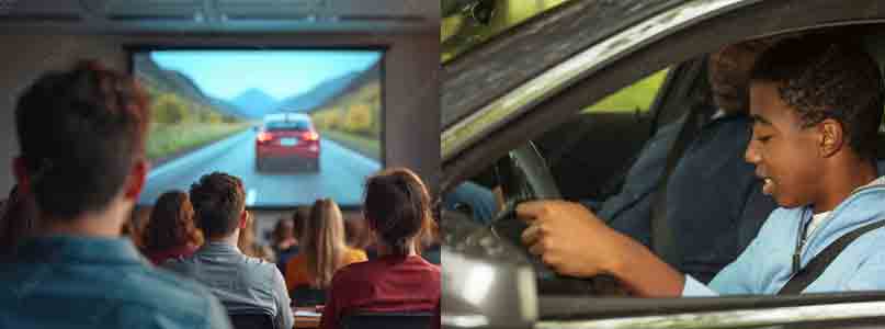 Two teen students during a driving lesson with Easy Method Driving School